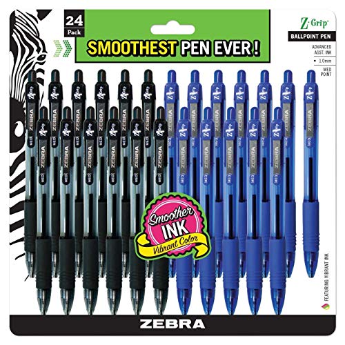 Zebra Z-Grip Retractable Ink Pens - 24 Pack
