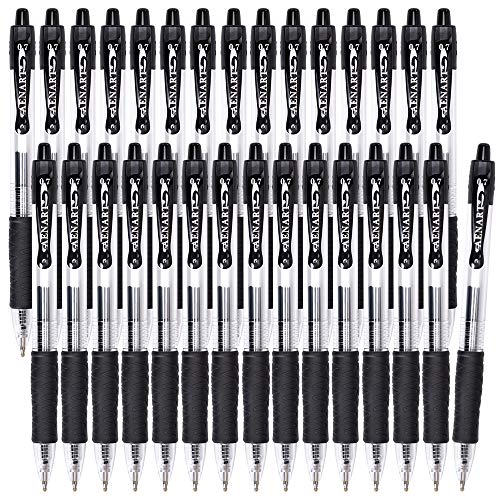 30-Pack Black Retractable Gel Pens - Fine Point
