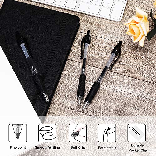 30-Pack Black Retractable Gel Pens - Fine Point