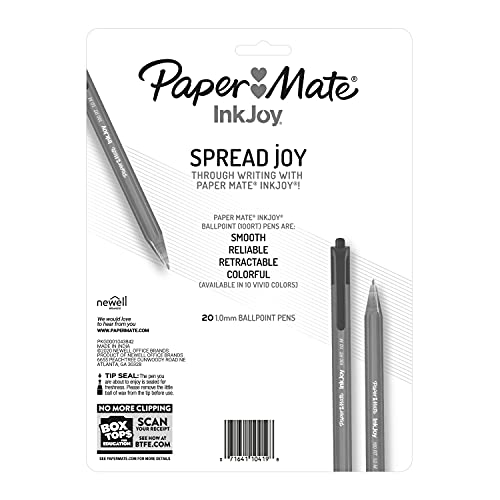 InkJoy Retractable Ballpoint Pens, Assorted Colors, 20-Pack