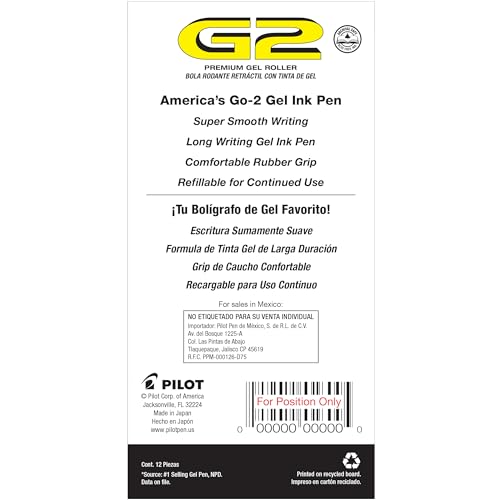 Pilot G2 Bold Point Black Gel Pens, 12-Pack