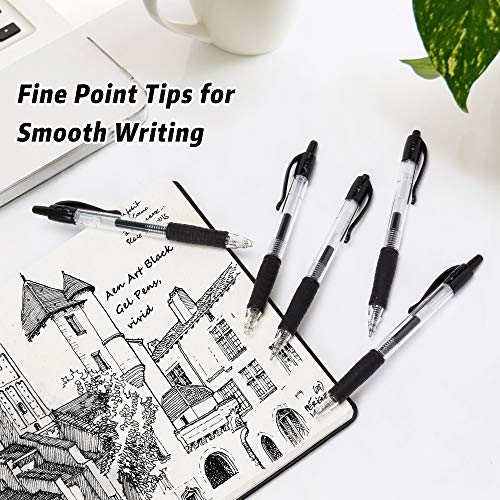 30-Pack Black Retractable Gel Pens - Fine Point