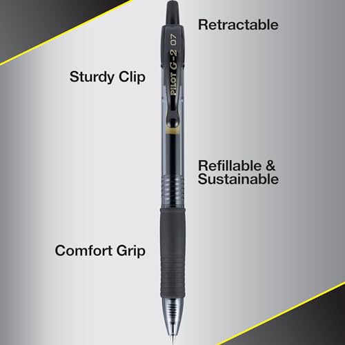 Pilot G2 Gel Pens, Fine Point 0.7mm, Black