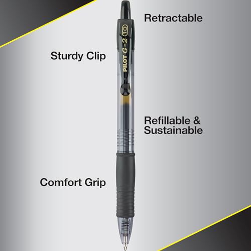 Pilot G2 Bold Point Black Gel Pens, 12-Pack