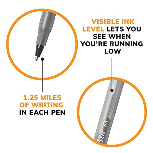 BIC Round Stic Xtra Life Black Ballpoint Pens