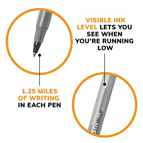 BIC Round Stic Xtra Life Black Ballpoint Pens