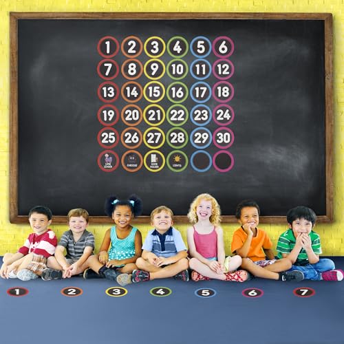 Line up Spots for Classroom Floor Number Stickers 36Pcs Line up Dots Floor Decals Number Spots for Classroom Back to School Kindergarten Preschool Office Decoration Organizing,36Pcs