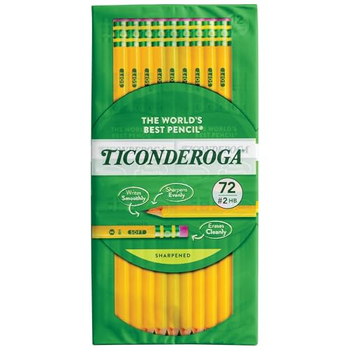 Ticonderoga Pre-Sharpened Yellow Pencils, 72 Count
