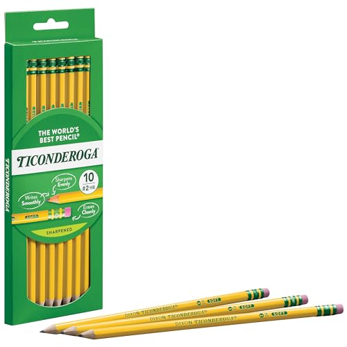 Ticonderoga Pre-Sharpened Yellow Pencils, 10 Count