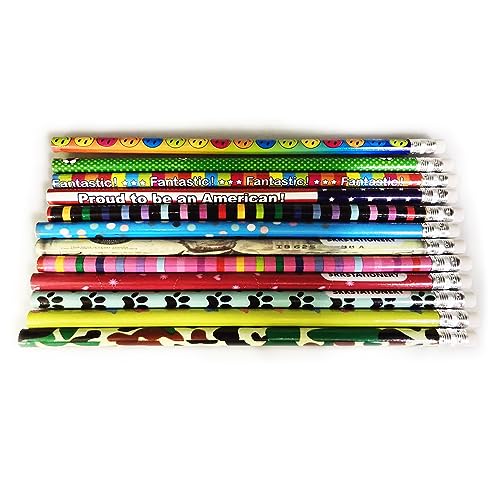 Colorful Wooden Pencils with Erasers - 144 Pack