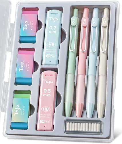 Pastel Mechanical Pencil Set with Leads and Erasers