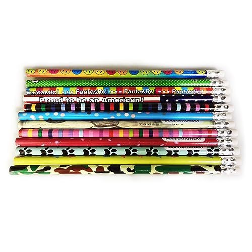 Colorful Wooden Pencils with Erasers - 144 Pack