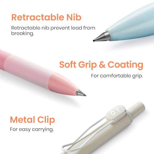 Pastel Mechanical Pencil Set with Leads and Erasers