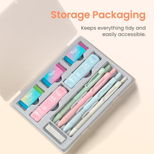 Pastel Mechanical Pencil Set with Leads and Erasers