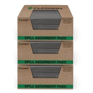 FlashDry - Universal Spill Absorbent Pads | 17.5” x 13.5” x 2mm Oil and All Purpose Premium Liquid Pads Packed in a Convenient Sturdy Dispensing Box - 300 Pads in Total