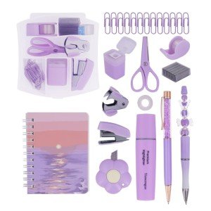 Compact Office Supply Kit for Students - Purple