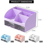 6-Compartment Desk Organizer with 2 Drawers (Purple)
