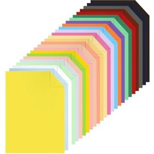 25 Assorted Colored Cardstock - 8.5” x 11”