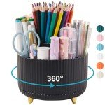 Lolocor 5-Slot Rotating Desk Pen Holder - Black