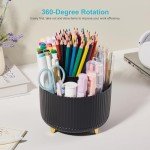 Lolocor 5-Slot Rotating Desk Pen Holder - Black