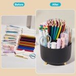 Lolocor 5-Slot Rotating Desk Pen Holder - Black
