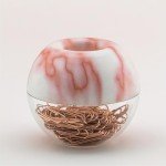Marble Pink Stripes Magnetic Paper Clip Holder