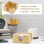 Bamboo Sticky Notes Memo Pad Holder Organizer