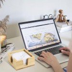 Bamboo Sticky Notes Memo Pad Holder Organizer