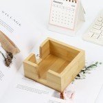 Bamboo Sticky Notes Memo Pad Holder Organizer