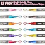 Metallic Shimmer Outline Markers - 12 Colors