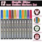 Metallic Shimmer Outline Markers - 12 Colors