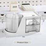 360-Degree Rotating Desk Organizer with 2 Drawers