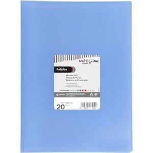 Light Blue A4 Folder with 20 Transparent Sleeves