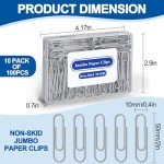 Jumbo Non-Skid Paper Clips - 1000 Count Pack
