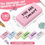 180 Pcs Cute Motivational Erasers for Kids