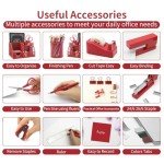 12-in-1 Red Desk Organizer Set for School & Office