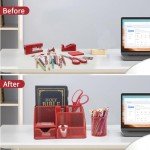 12-in-1 Red Desk Organizer Set for School & Office