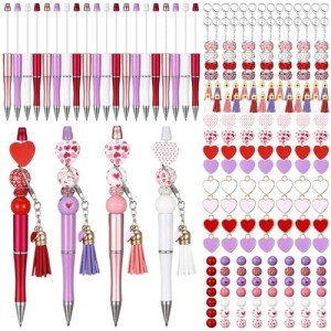 224 Pcs Valentine's Day Beadable Pencils Kit