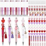 224 Pcs Valentine's Day Beadable Pencils Kit