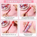 224 Pcs Valentine's Day Beadable Pencils Kit