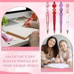 224 Pcs Valentine's Day Beadable Pencils Kit