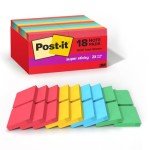 Post-it Super Sticky Notes, 18 Pads, Playful Colors