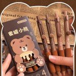 Cute Cartoon Bear Gel Pens - Set of 4