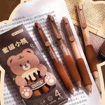 Cute Cartoon Bear Gel Pens - Set of 4