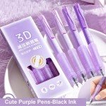 4-Piece Cute Gel Ink Pens Set - Purple