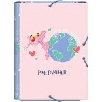 Dohe Pink Panther School Folder with Clips and Bands