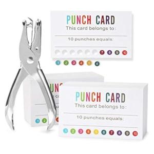 Reward Punch Cards for Classroom Incentives (200 Pack)