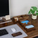 Bamboo Sticky Note and Pencil Holder Organizer