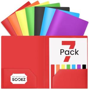 Soeez 6 Pack Heavy Duty Colored Plastic Folders