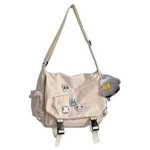 Aesthetic Crossbody Bag with Cute Pins - White